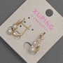 Kolczyki Xuping z białymi cyrkoniami i perłami Majorki, średnica 5-4-3 mm ±, długość 20 mm ±, pozłacane 18K