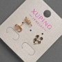 Kolczyki sztyfty Xuping z białymi cyrkoniami, czarna emalia, średnica 7×9 mm, ± pozłacane 18K