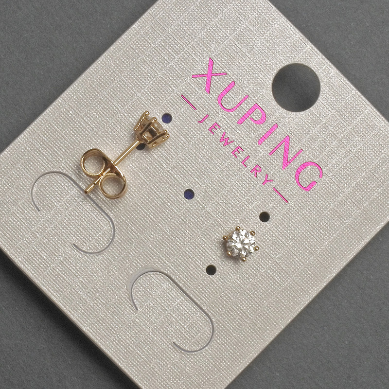 Kolczyki sztyfty Xuping z białymi cyrkoniami, średnica 4 mm, pozłacane 18K