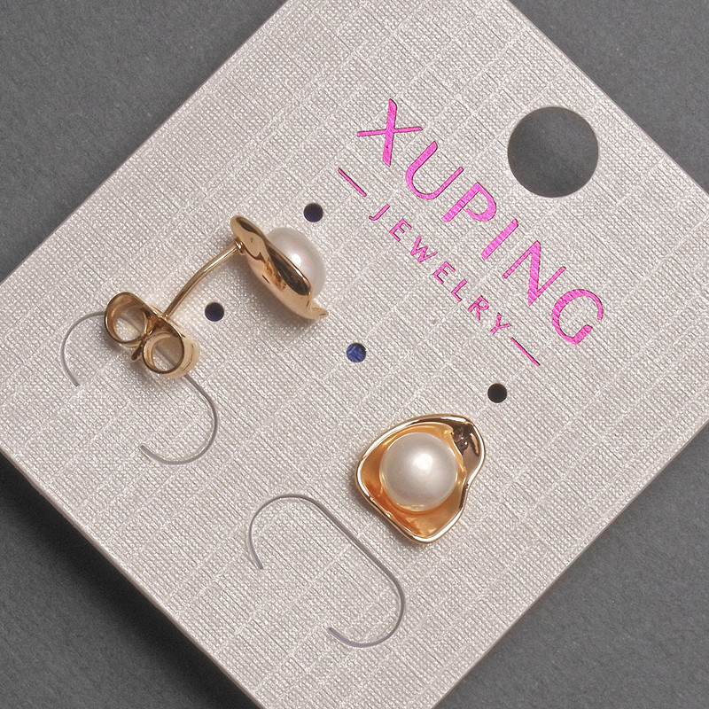 Kolczyki sztyfty Xuping z perłą, średnica 10 mm ± pozłacane 18K