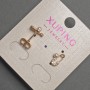 Kolczyki sztyfty Xuping z perłą i białymi kryształami, średnica 3 mm, długość 10 mm ±, pozłacane 18K