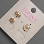 Kolczyki wkrętki Xuping z perłą i białymi cyrkoniami, średnica 5 mm, długość około 10 mm, pozłacane 18K