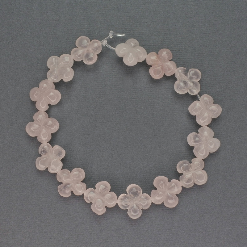 Koraliki kwarcu różowego w kształcie koniczyny, naturalny kamień, średnica 13×13 mm, długość 20 cm