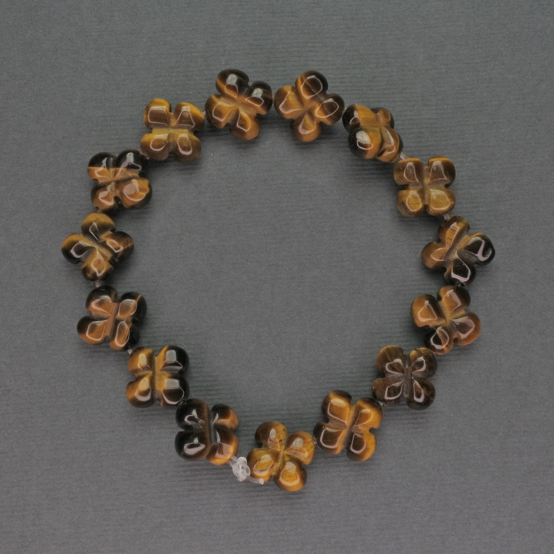 Koraliki z tygryjego oka z naturalnego kamienia w kształcie koniczyny, średnica 13x13 mm, długość 19 cm