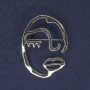 Broszka Akcent Twarz, kolor srebrny, 34×47 mm, metal srebrzysty