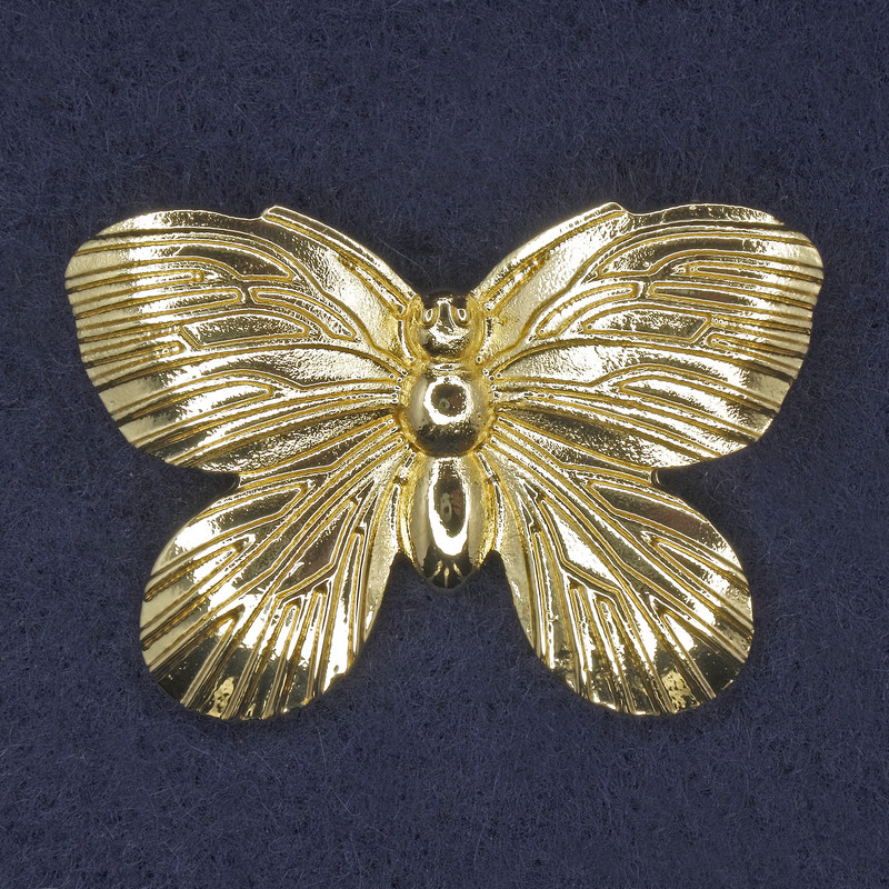 Broszka motyl złocisty z metalu 42×30 mm