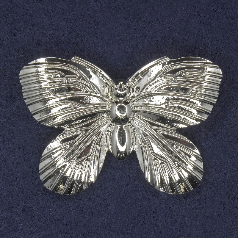 Broszka Motyl srebrzysty metal 42×30 mm+