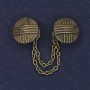 Broszka do kardiganów w kolorze brązu metalicznego, średnica 20 mm ±, długość łańcuszka 9 cm ±