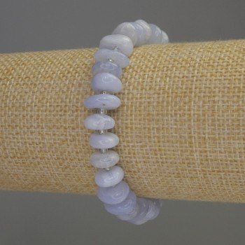 Bransoleta z błękitnego agatu fasetowanego, średnica 11×4 mm ± koraliki 3 mm ±, długość 18 cm, elastyczna