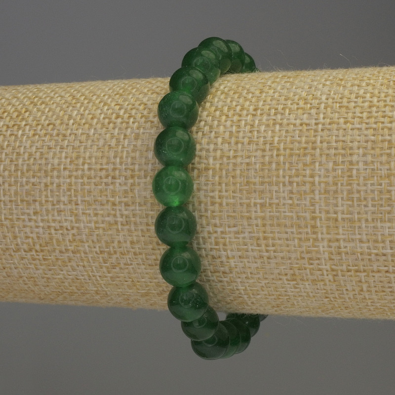 Bransoletka z chryzoprazem – gładkie kulki, średnica 8 mm, długość 18 cm, elastyczna