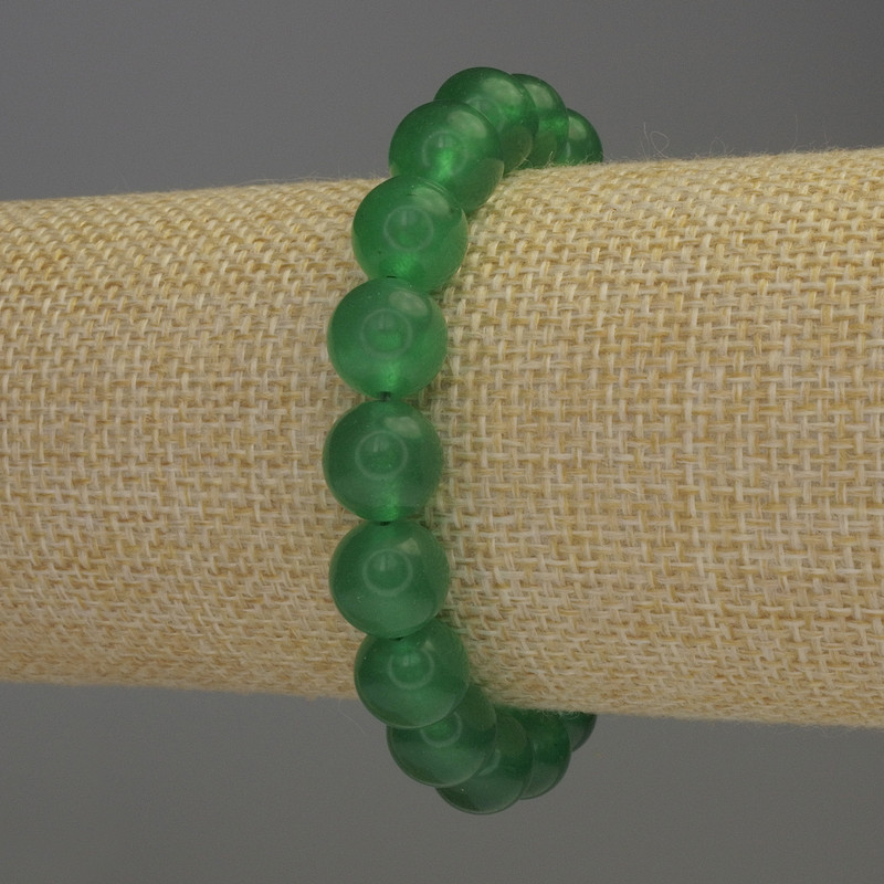 Bransoletka z nefrytu — gładka kuleczka, średnica 10 mm, długość 18 cm, elastyczna