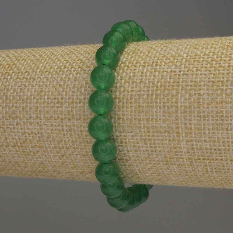 Bransoletka z nefrytu – gładkie kulki, średnica 8 mm, długość 18 cm, elastyczna