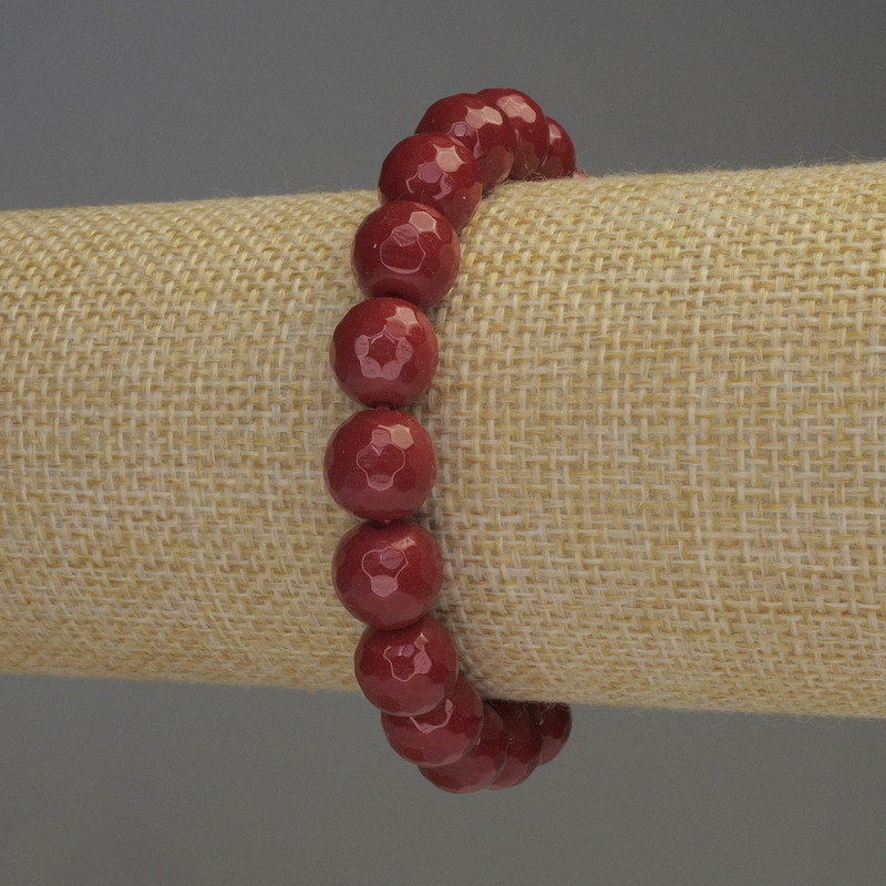 Bransoletka z koralu - fasetowane kuleczki, średnica 10 mm, długość 18 cm, na elastycznej gumce