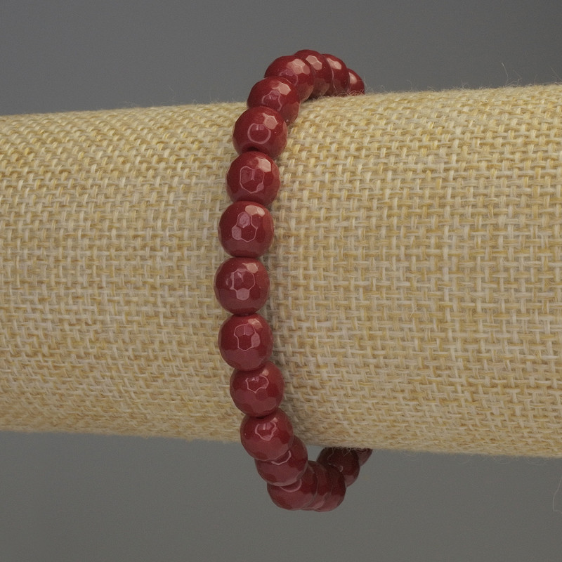 Bransoletka z koralu – fasetowane kuleczki, średnica 8 mm, długość 18 cm, elastyczna