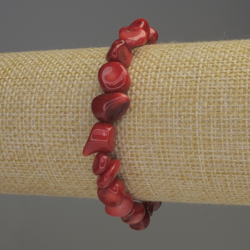 Bransoletka z koralu fasetowanego, średnica 7–10×9 mm, długość 18 cm, elastyczna