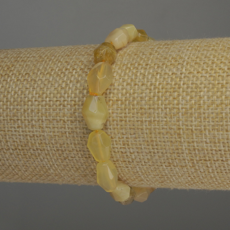 Bransoletka z żółtym agatem, bikonusowy szlif, średnica 8×12 mm, długość 18 cm, elastyczna