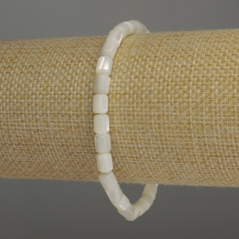 Bransoletka z cylindrycznych mas perłowych, średnica 6×5 mm, długość 18 cm, elastyczna
