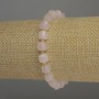 Bransoletka z różowego kwarcu, fasetowane kostki, o wymiarach 7×7 mm ±, koraliki 3 mm ±, długość 18 cm, na elastycznej gumce