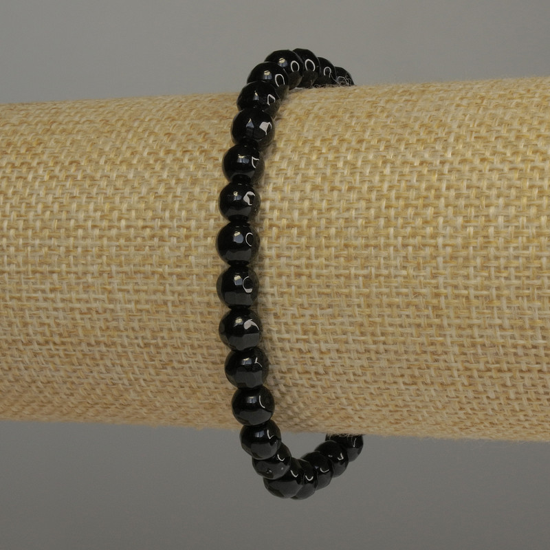 Bransoletka z fasetowanych kulek agatowych, średnica 6 mm, długość 18 cm, elastyczna