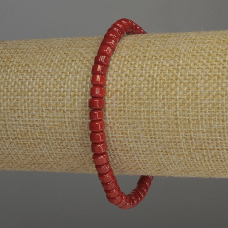 Bransoletka z koralu w kształcie rondeli, średnica 5,5×3,5 mm, długość 18 cm, elastyczna