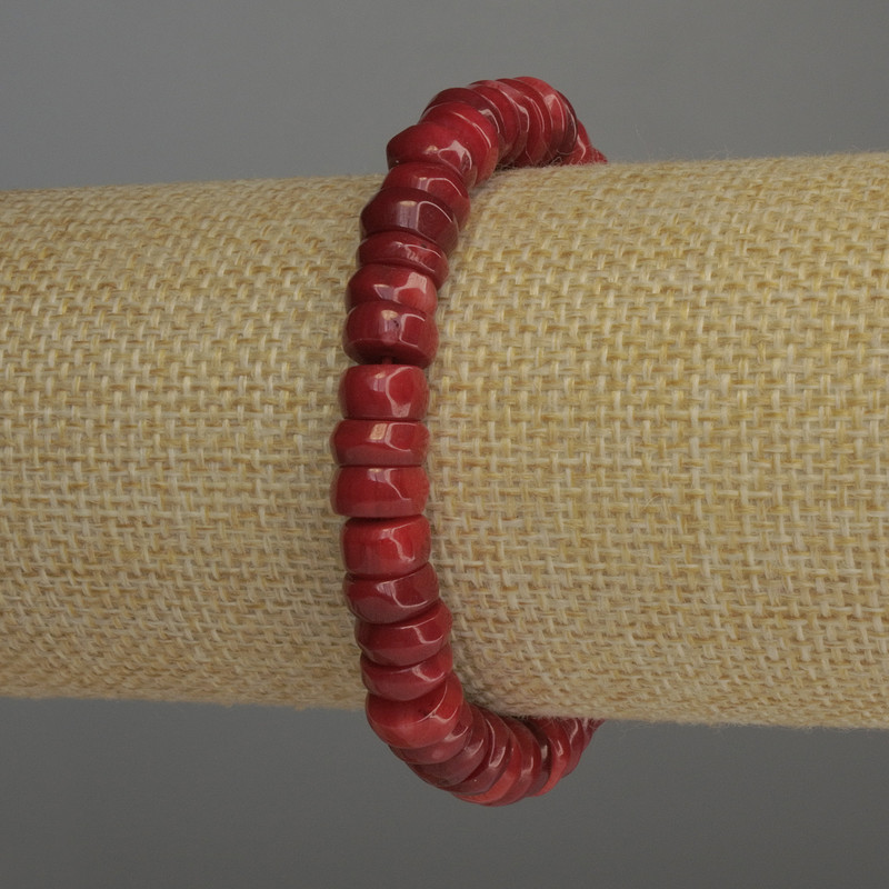 Bransoletka z koralu w kształcie rondeli, 9×3–4 mm, 18 cm elastyczna