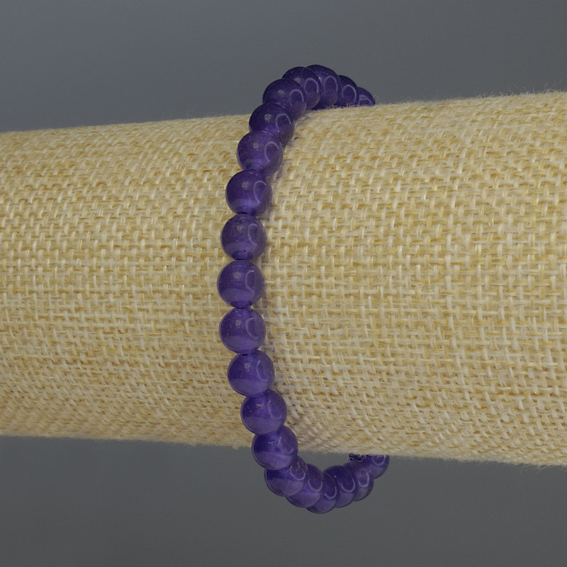 Bransoletka z sugilitą, gładkie kule, średnica 6 mm, długość 18 cm, na elastycznej gumce