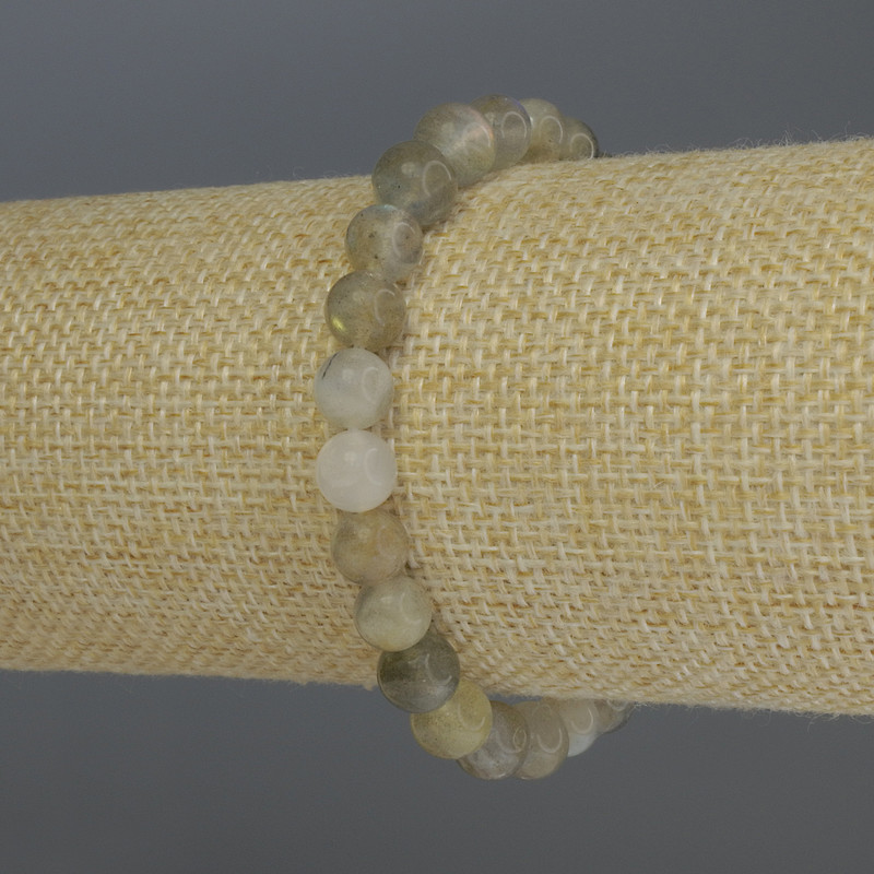 Bransoletka z labradorytu, gładkie kulki, średnica 7 mm, długość 18 cm, elastyczna