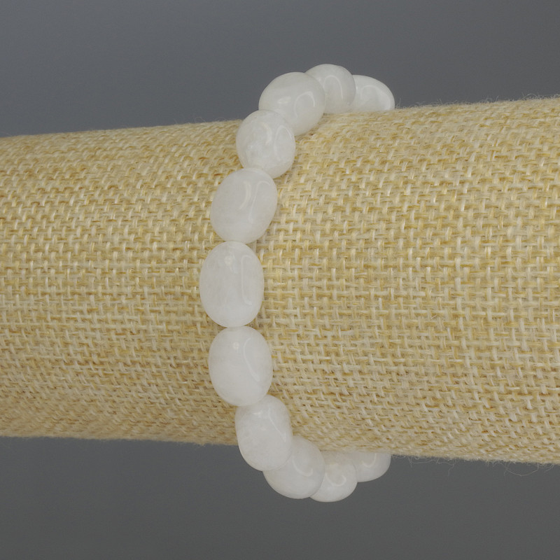 Bransoletka z białego kwarcu fasetowana, średnica 9–12×8 mm, długość 18 cm, elastyczna