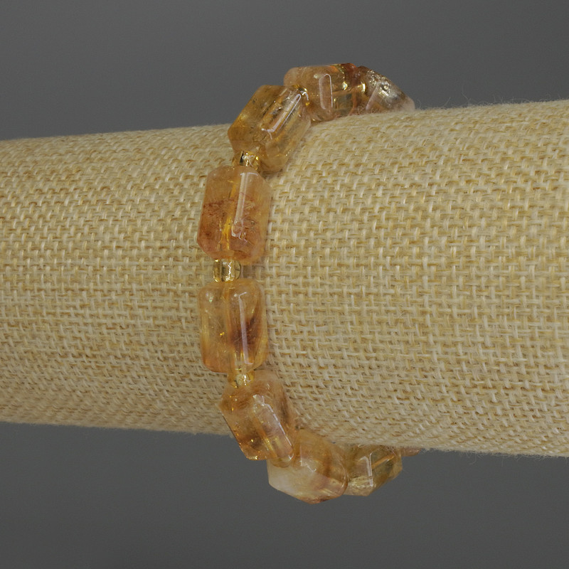 Bransoletka z cytrynem, szlifowany cylindryczny, średnica 13×8 mm, koraliki 4 mm, długość 18 cm, elastyczna