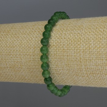 Bransoletka z chryzoprazem — gładkie kulki, średnica 6 mm, długość 18 cm, elastyczna