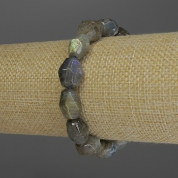 Bransoletka Labrador wielościany, średnica 10-14x8-10 mm +/- , długość 18 cm, na gumce (strecz)