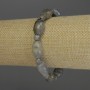 Bransoletka z labradorytu – fasetowane baryłkowe koraliki 14×10 mm, gładkie kule o średnicy 6 mm, długość 18 cm, elastyczna