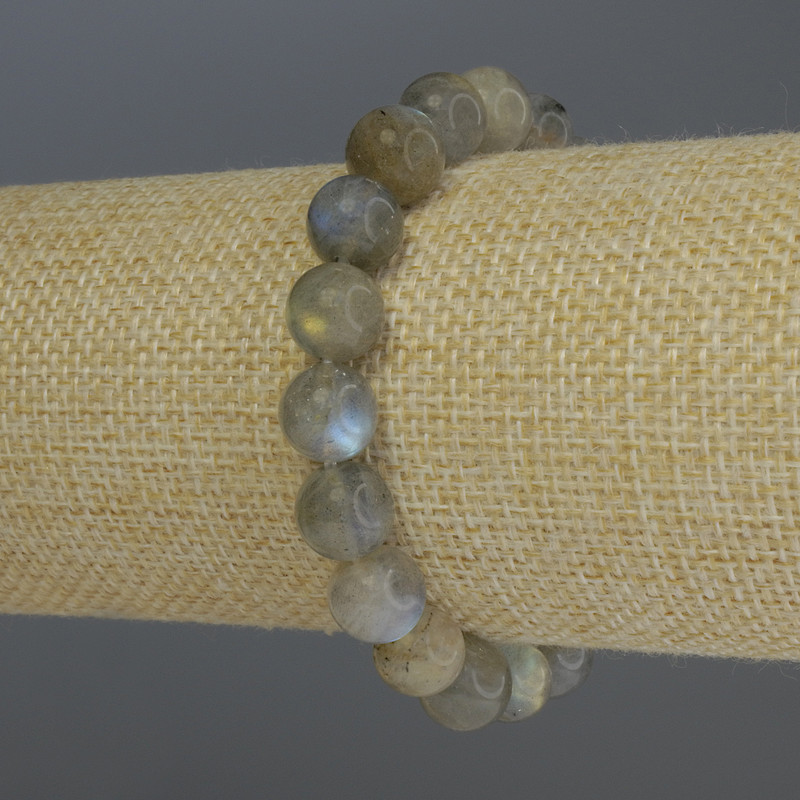 Bransoletka z labradorytu – gładkie kule o średnicy 8 mm, długość 18 cm, elastyczna