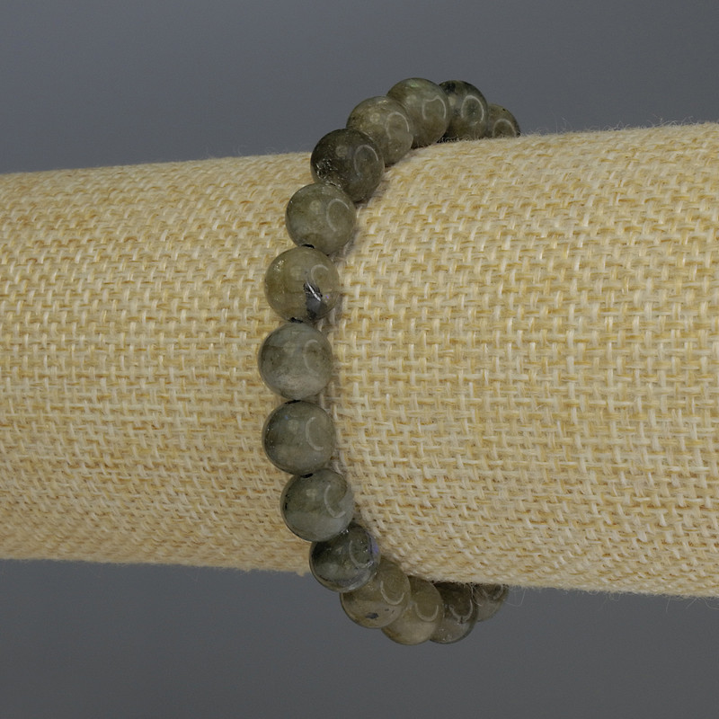 Bransoletka z labradorytem, gładkie kuleczki, średnica 8 mm ±, długość 18 cm, na elastycznej gumce