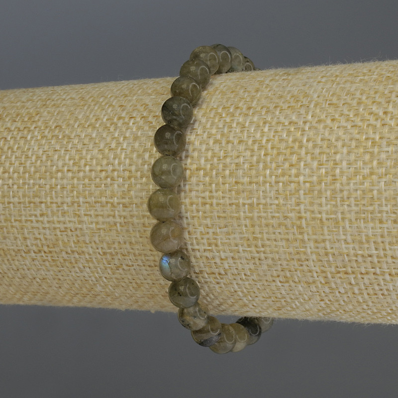 Bransoletka z labradorytem, gładkie kuleczki o średnicy 6 mm, długość 18 cm, na elastycznej gumce
