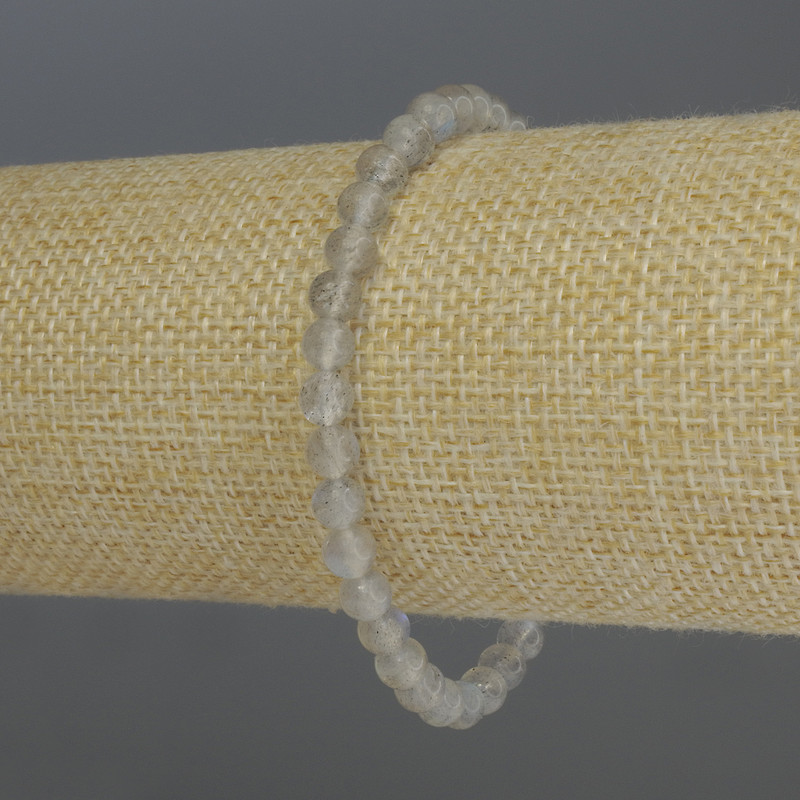 Bransoletka z labradorytu – gładkie kulki, średnica 5 mm, długość 18 cm, elastyczna