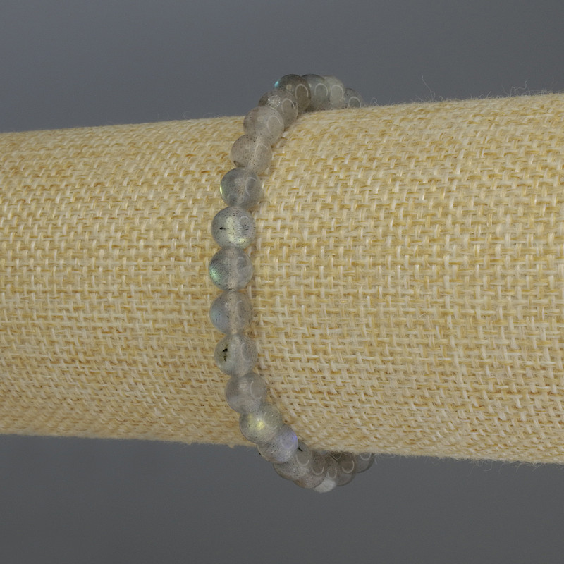 Bransoletka z labradorytu, gładkie kuleczki o średnicy 6 mm, długość 18 cm, elastyczna