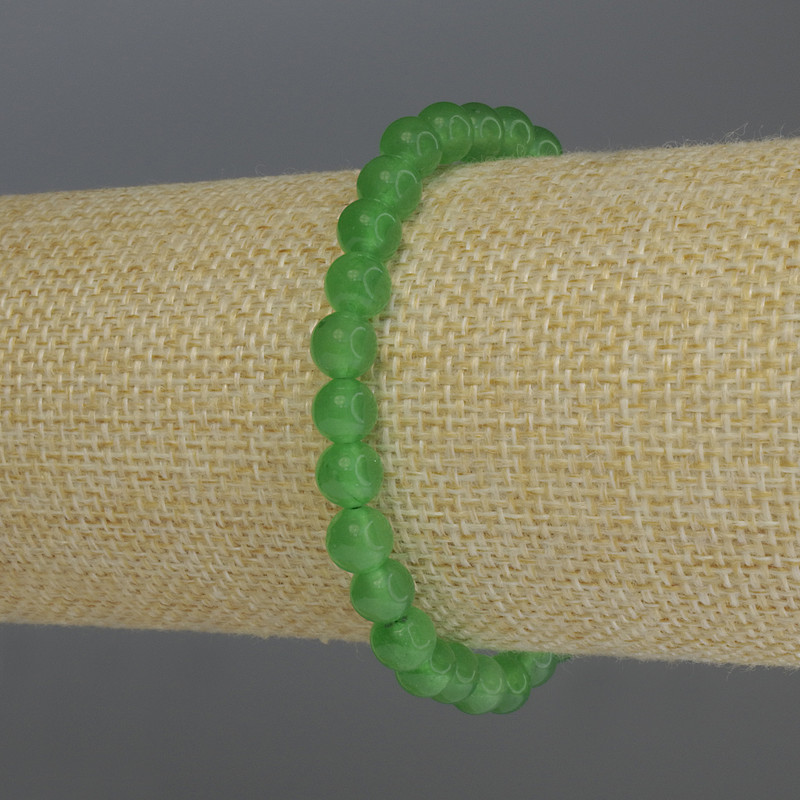 Bransoletka z chryzoprazem – gładkie kulki 6 mm, długość 18 cm, stretch