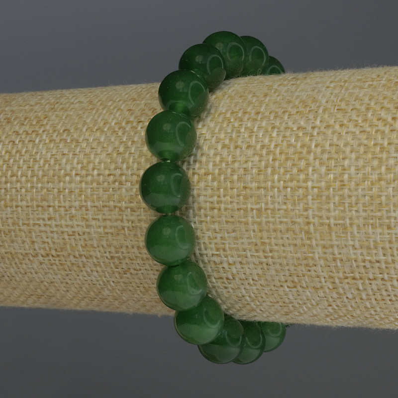 Bransoletka z chryzoprazem – gładkie kulki 10 mm, długość 18 cm, elastyczna