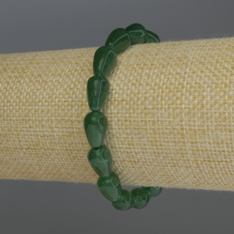 Bransoletka z chryzoprazem w kształcie kropli, średnica 12×8 mm, długość 18 cm, elastyczna