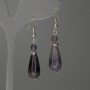 Kolczyki z ametystem w kształcie kropli 23×10 mm ±, fasetowana kuleczka 6 mm ±, długość 50 mm ±