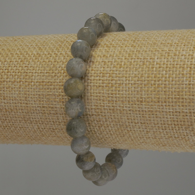 Bransoletka z labradorytu – gładkie kuleczki, średnica ok. 8 mm, długość 18 cm, elastyczna