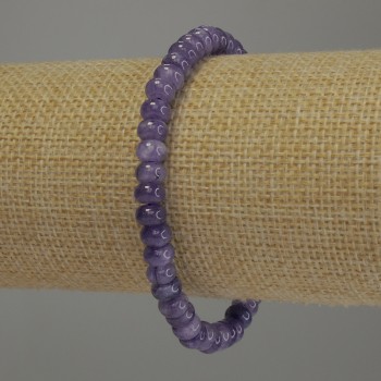 Bransoletka z ametystu w kształcie rondeli, średnica 7x4 mm, długość 18 cm, elastyczna