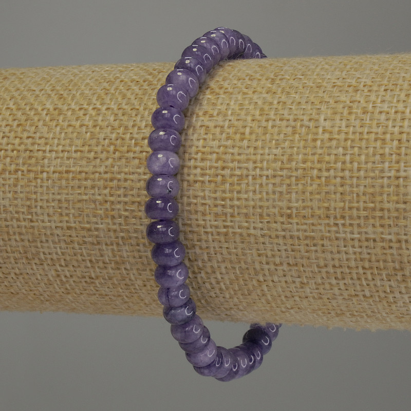 Bransoletka z ametystu w kształcie rondeli, średnica 7x4 mm, długość 18 cm, elastyczna