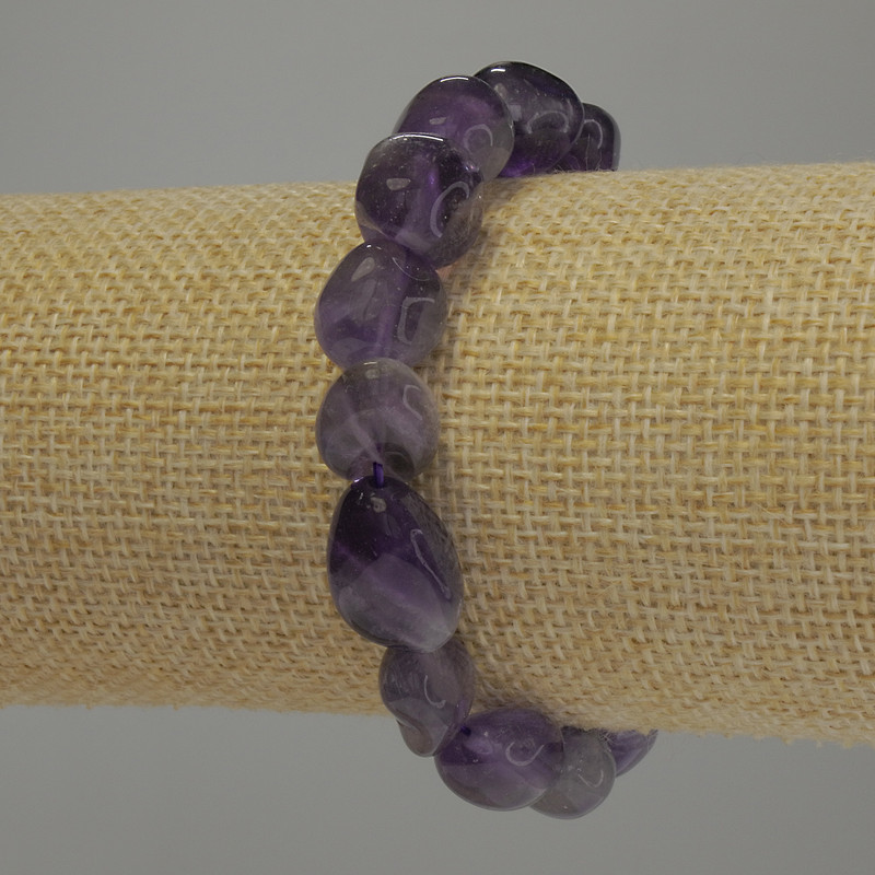 Bransoletka z ametystu, galetowy szlif, średnica 9–16×8–10 mm, długość 18 cm, na elastycznej gumce