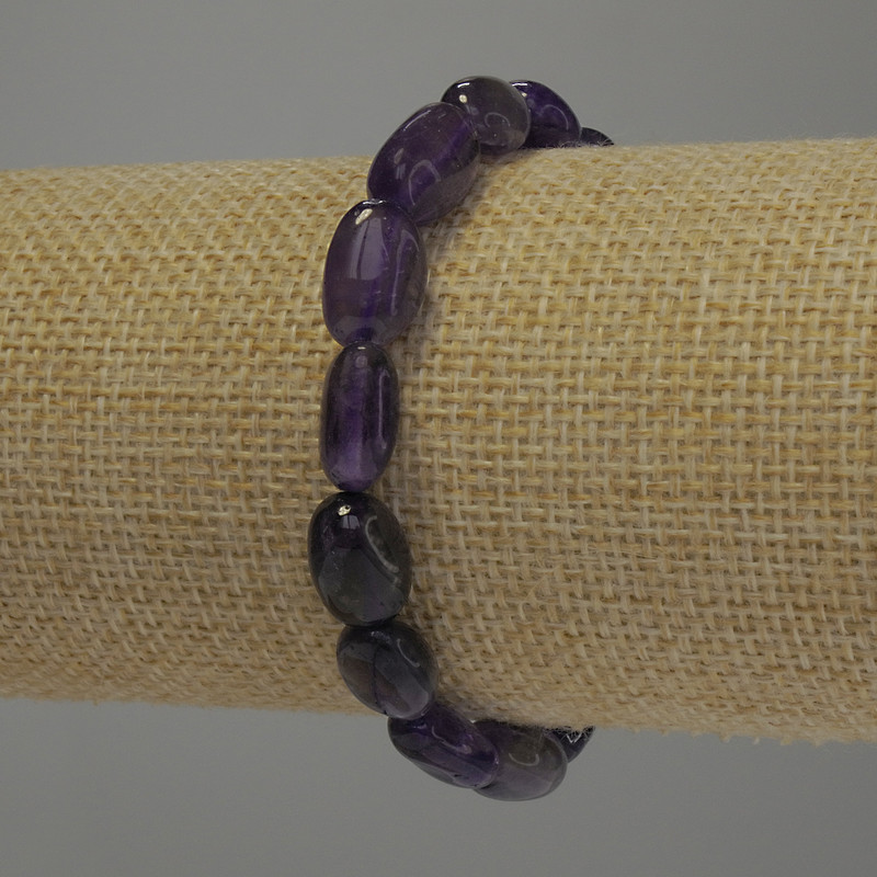 Bransoletka z ametystu, galetowa, średnica 16×10 mm, długość 18 cm, elastyczna