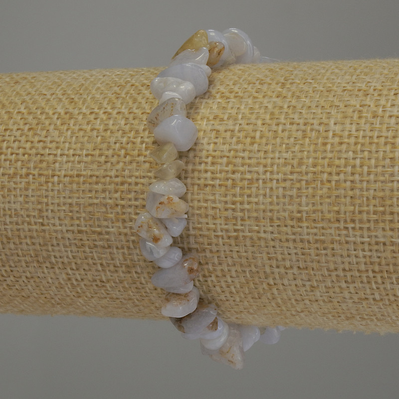 Bransoletka z błękitnego agatu - drobinki, średnica 6–12×2–4 mm, długość 18 cm, elastyczna