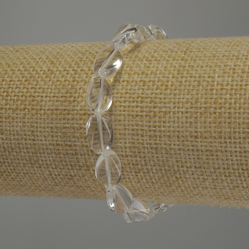 Bransoletka z górskiego kryształu, falisty owal, średnica 12×8 mm, długość 18 cm, elastyczna