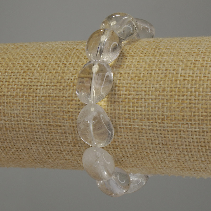 Bransoletka z górskiego kryształu fasetowana, średnica 18×14 mm, długość 18 cm, elastyczna