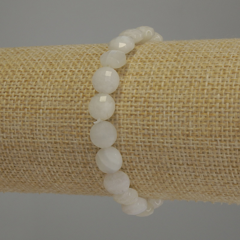 Bransoletka z adularu, fasetowana monetka, średnica 8 mm, długość 18 cm, elastyczna